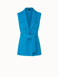 AKRIS Linen Wool Crêpe Double-Face Faux Double-Breasted Gilet