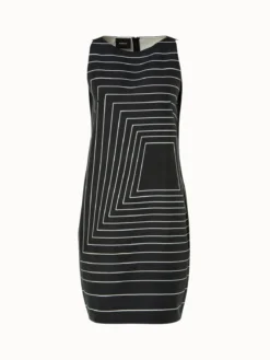 AKRIS Trapezoid Square Print Sheath Dress In Cotton Silk Double-Face