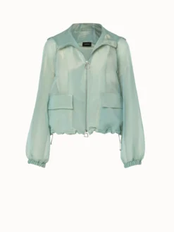 AKRIS Silk Techno Iridescent Organza Blouson Jacket