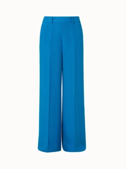 AKRIS Wide Leg Linen Wool Crêpe Double-Face Pants