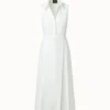 AKRIS Cotton Stretch Poplin Sleeveless Shirt Dress With Apron Detail