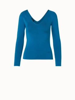 AKRIS Silk Stretch V-neck Knit Pullover