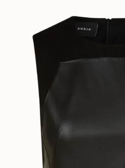 AKRIS Long Cotton Twill Dress With Leather Apron Bodice -AKRIS Sales Store 670596