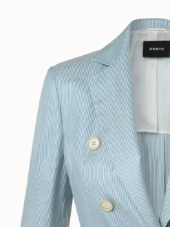 AKRIS Striped Cashmere Silk Faux Double-Breasted Jacket -AKRIS Sales Store 670732