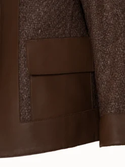 AKRIS Wool Blend Structured Tweed Jacket With Leather Trim -AKRIS Sales Store 670734