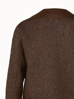 AKRIS Wool Blend Structured Tweed Jacket With Leather Trim -AKRIS Sales Store 670735