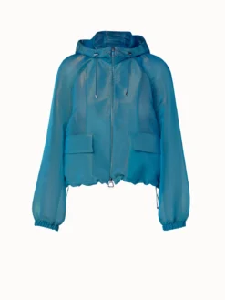 AKRIS Silk Techno Iridescent Organza Voluminous Blouson Jacket -AKRIS Sales Store 673557