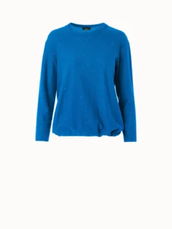 AKRIS Oversized Linen Blend Pullover With Fine Sequins And Drawstring Hem