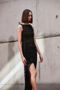 AKRIS Techno Embroidery Patchwork Apron Gown -AKRIS Sales Store 675581