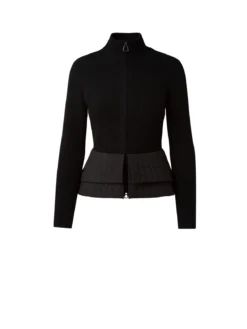 AKRIS Wool Ribbed Knit Jacket With Peplum Detail In Techno Quilted Trapezoid Fabric -AKRIS Sales Store 681655