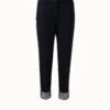 AKRIS Tapered Wool Double Face Striped Cuff Pant