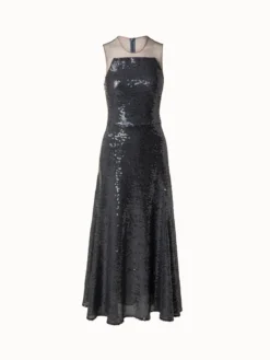 AKRIS Sequins Apron Bodice Inset Midi Dress