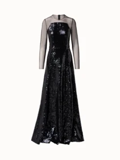 AKRIS Sequins Apron Bodice Gown