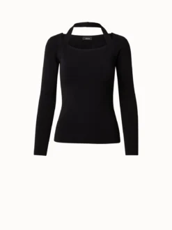 AKRIS Knit Pullover With Trapezoid Neckline