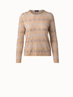 AKRIS Silk Knit Pullover In Trapezoid Jacquard