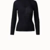 AKRIS Silk Cotton Stretch Trapezoid Rib Knit Pullover