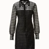 AKRIS Trapezoid Grid Embroidery Tunic Dress