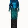 AKRIS Sequins Colorblock Gown