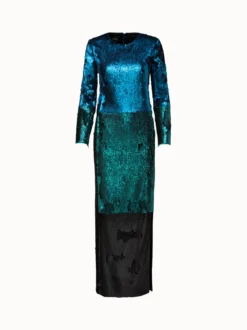 AKRIS Sequins Colorblock Gown