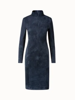 AKRIS Lamb Stretch Suede Sheath Dress