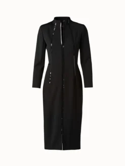 AKRIS Silk Crêpe Fitted Sheath Dress With Sequins Piping -AKRIS Sales Store 696452