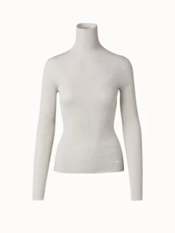 AKRIS Seamless Cashmere Silk Rib Knit Pullover