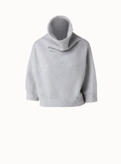 AKRIS Boxy Ribbed Knit Cashmere Pullover