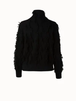 AKRIS Cashmere Fringe Square Jacquard Knit Blouson -AKRIS Sales Store 696610