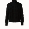 AKRIS Cashmere Fringe Square Jacquard Knit Blouson