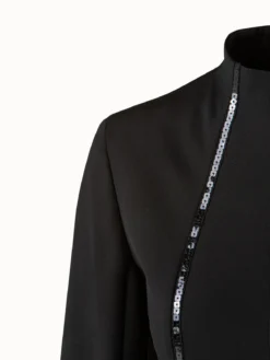 AKRIS Silk Crêpe Fitted Sheath Dress With Sequins Piping -AKRIS Sales Store 697451