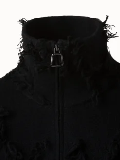 AKRIS Cashmere Fringe Square Jacquard Knit Blouson -AKRIS Sales Store 697669