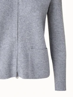 AKRIS Cashmere Piqué Zip Cardigan With Detachable Mink Fur Collar -AKRIS Sales Store 698895