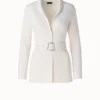 AKRIS Wool Silk Belted Knit Blazer