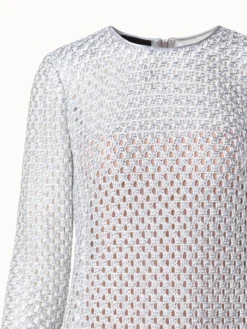 AKRIS Metallic Lurex Cotton Crochet Embroidery Sheath Dress -AKRIS Sales Store 716581