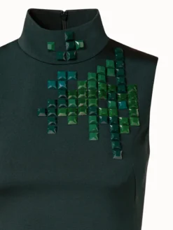 AKRIS Silk Stretch Crêpe Sheath Dress With Daffodils Stone Embellishment -AKRIS Sales Store 731370