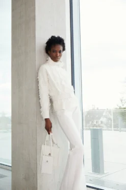 AKRIS Cashmere Square Fringe Jacquard Pullover -AKRIS Sales Store 731675