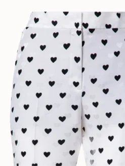 AKRIS Straight Leg Silk Pants With Hearts Jacquard And Druck -AKRIS Sales Store 739279