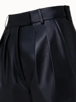 AKRIS Lambskin Leather Pleated Tapered Pants -AKRIS Sales Store 739390
