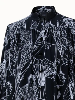 AKRIS Silk Kaftan Dress With Croquis Druck -AKRIS Sales Store 740240