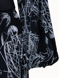 AKRIS Silk Kaftan Dress With Croquis Druck -AKRIS Sales Store 740245