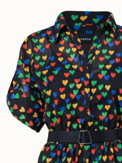 AKRIS Cotton Poplin Dress With Hearts Druck -AKRIS Sales Store 740267