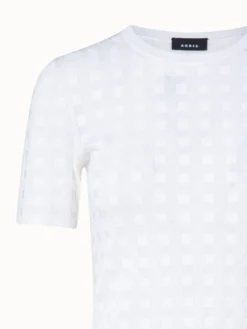 AKRIS Silk Cotton Square Jacquard Knit Pullover -AKRIS Sales Store 740402