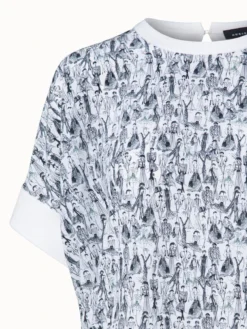 AKRIS Silk Knit Tunic With Croquis Print Crêpe Front -AKRIS Sales Store 740428