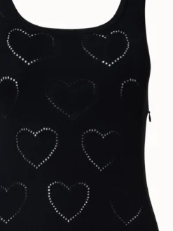 AKRIS Silk Cotton Knit Midi Dress With Hearts Ajouré -AKRIS Sales Store 740689
