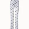 AKRIS Straight Leg Silk Pants With Hearts Jacquard And Druck