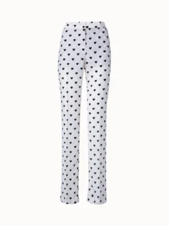 AKRIS Straight Leg Silk Pants With Hearts Jacquard And Druck
