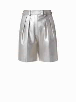 AKRIS Pearlized Lambskin Leather Bermuda Shorts