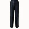 AKRIS Lambskin Pleated Leather Pants