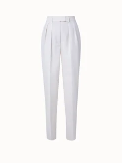 AKRIS Cotton Linen Blend Pleated Tapered Pants