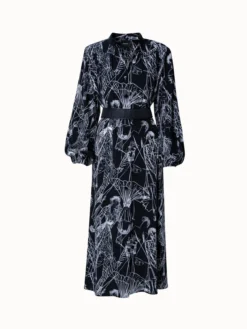 AKRIS Silk Kaftan Dress With Croquis Druck -AKRIS Sales Store 741328